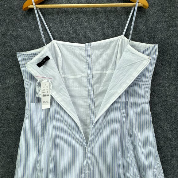 J Crew‎ Button Down Poplin Dress 14 White Blue Stripe Long Maxi Coastal Flowy - Picture 8 of 16